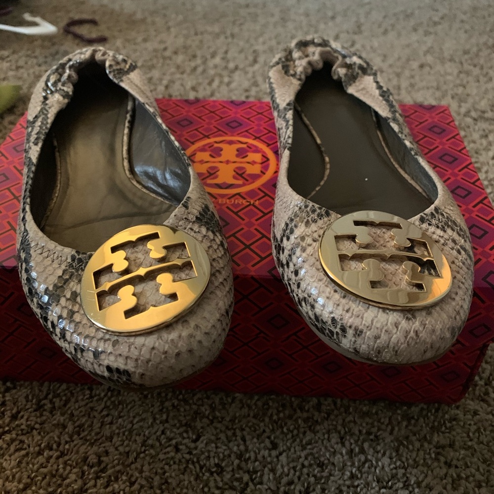 Tory Burch snake skin flats